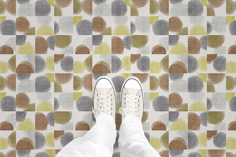 Divided Watercolor Circle (P675) Custom Printed Vinyl Flooring Design