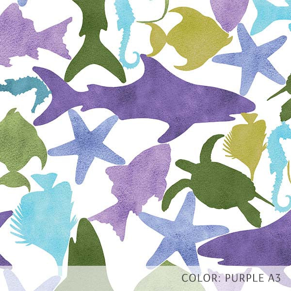 Watercolor Sea Life (P530) Custom Printed Vinyl Flooring Design